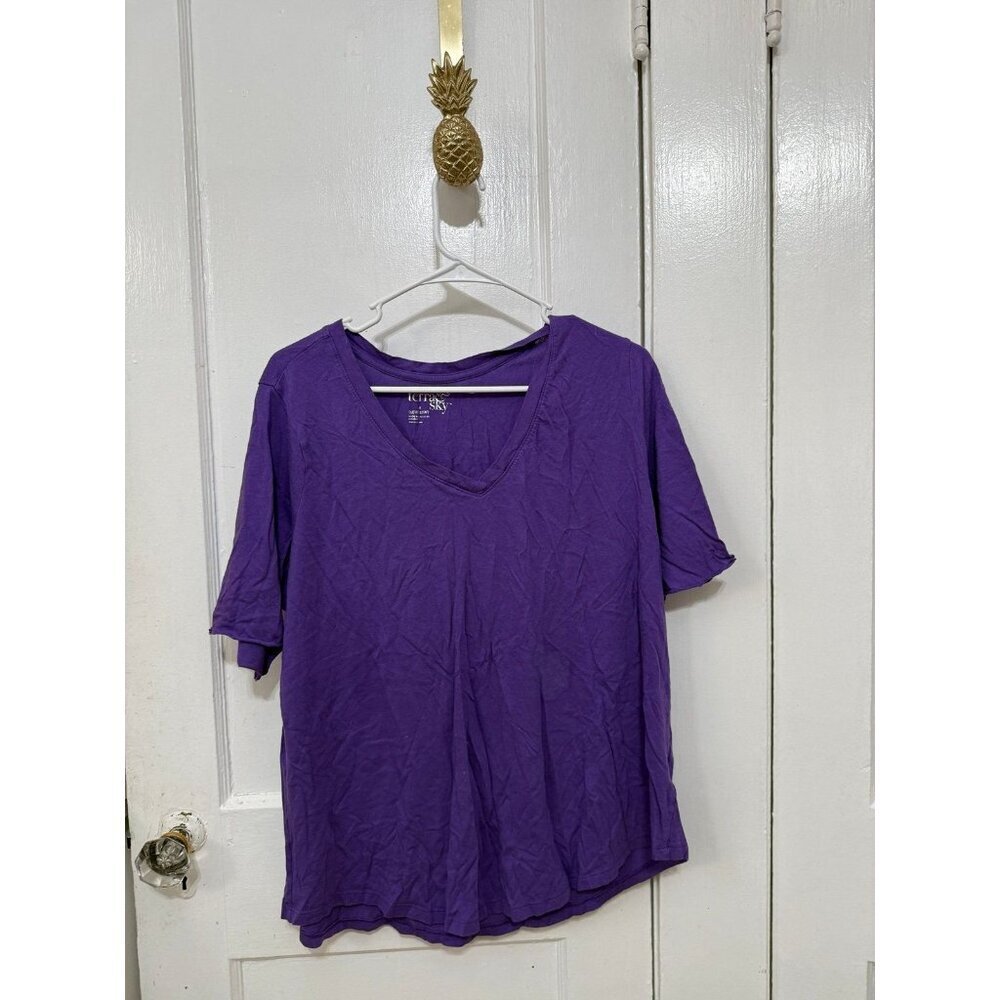 Terra & Sky women’s size 1x-large purple v neck t shirt